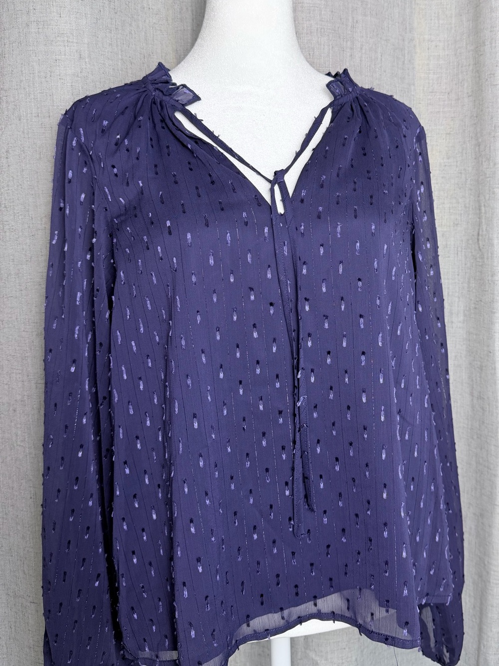 Sanctuary Purple Tie-Neck Long Sleeve Blouse